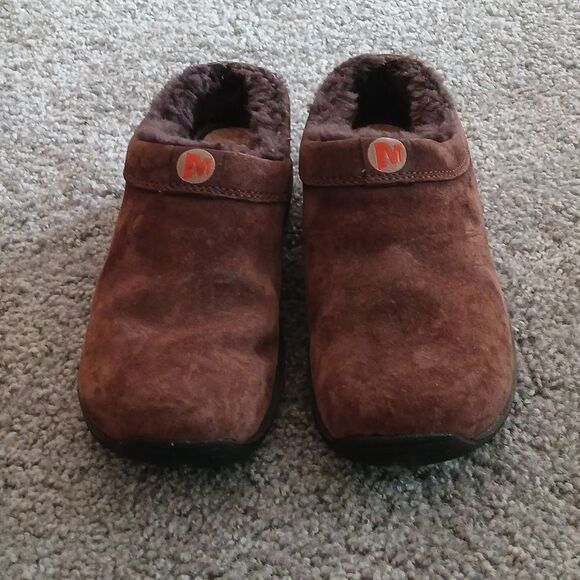Merrell brown faux fur lined clogs  Sz 5 GUC - Picture 2 of 7